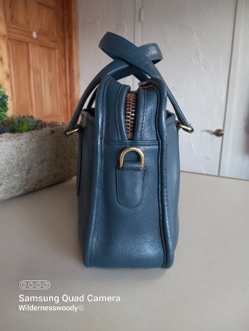 Coach Vintage Skinny Flight Bag, 1980s, NYC, Ocean Blue, Medium Color Blue - Picture 12 of 16